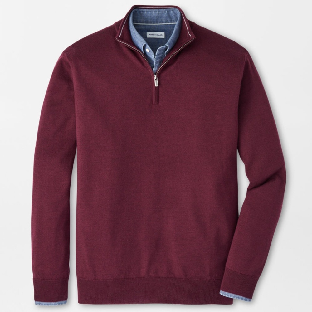 Peter Millar Merino Wool Half Zip Sweater Size XL Autumn Crest Embroidered